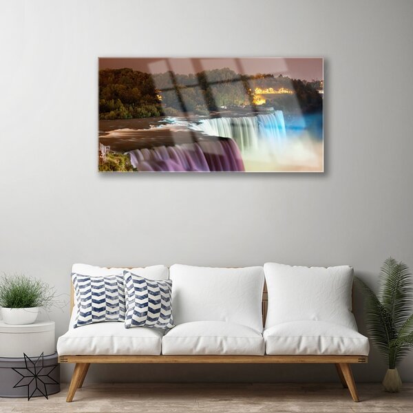 Skleneny obraz Les vodopád príroda 100x50 cm 2 Prívesky