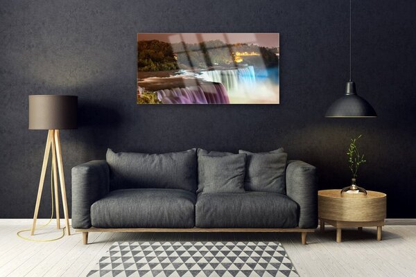 Skleneny obraz Les vodopád príroda 100x50 cm 2 Prívesky
