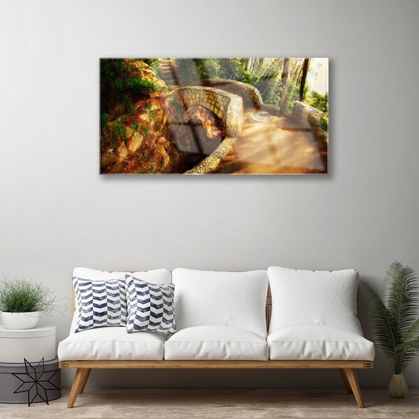 Skleneny obraz Most stromy architektúra 100x50 cm 2 Prívesky
