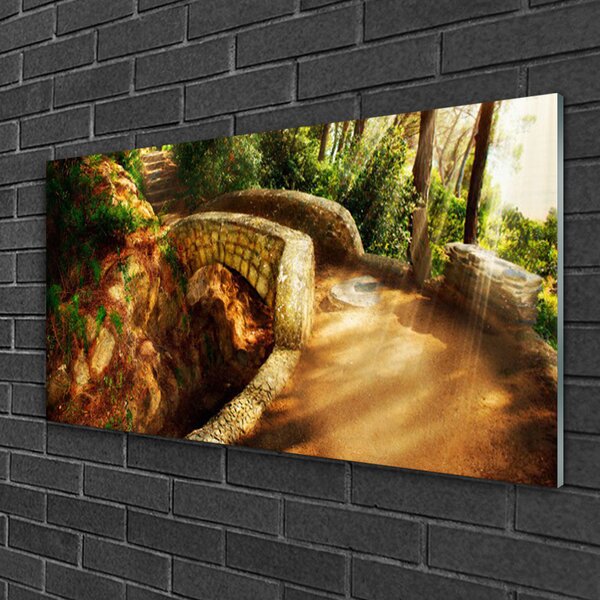 Skleneny obraz Most stromy architektúra 100x50 cm 2 Prívesky