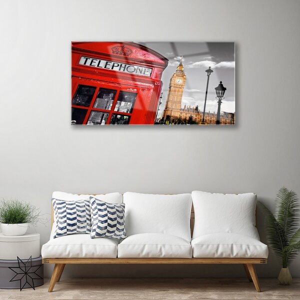Skleneny obraz Telefónne budka londýn 100x50 cm 2 Prívesky