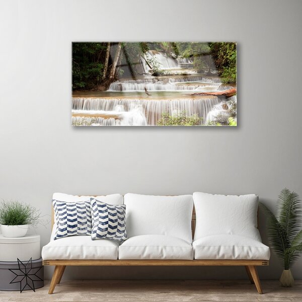Skleneny obraz Vodopád les príroda 100x50 cm 2 Prívesky