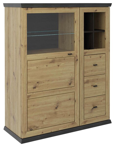 VYSOKÁ KOMODA, tmavosivá, dub artisan, 110/134,2/43 cm Hom`in - Obývacie zostavy