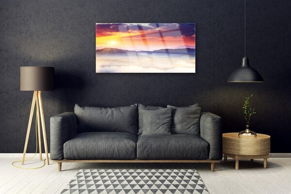 Skleneny obraz Hora slnko krajina 100x50 cm 2 Prívesky