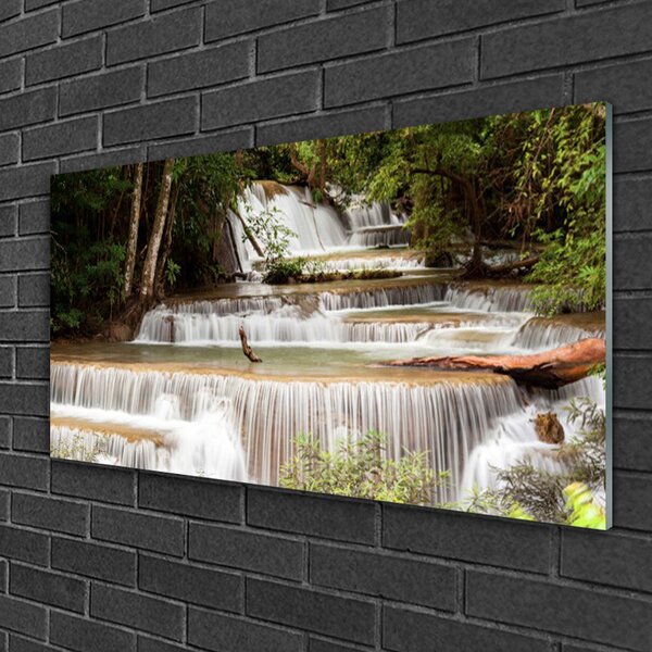 Skleneny obraz Vodopád les príroda 100x50 cm 2 Prívesky