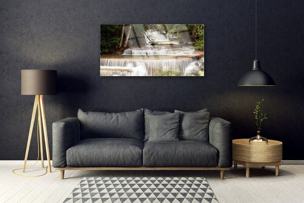Skleneny obraz Vodopád les príroda 100x50 cm 2 Prívesky