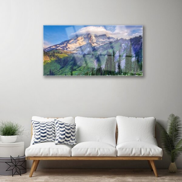Skleneny obraz Hora les príroda 100x50 cm 2 Prívesky