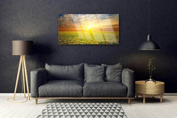 Skleneny obraz Slnko lúka slnečnica 100x50 cm 2 Prívesky
