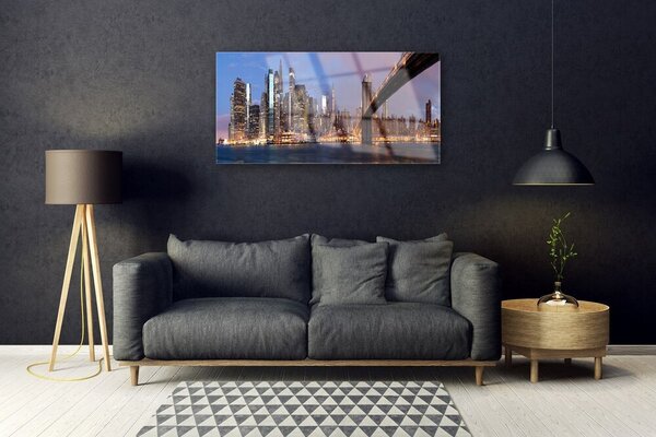 Skleneny obraz Mesto most domy nebo 100x50 cm 2 Prívesky