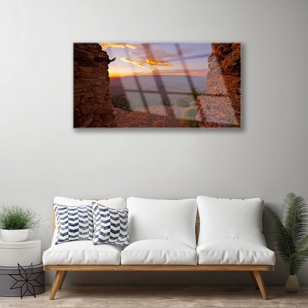Skleneny obraz Skala mraky nebo krajina 100x50 cm 2 Prívesky