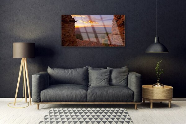 Skleneny obraz Skala mraky nebo krajina 100x50 cm 2 Prívesky