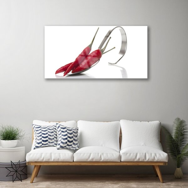 Skleneny obraz Chilli lyžica kuchyňa 100x50 cm 2 Prívesky