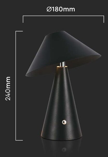 Čierna LED stolová nabíjacia lampa 240mm 3W – LED lampičky a baterky > Stolové LED lampičky