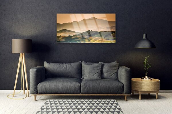 Skleneny obraz Hory pole príroda 100x50 cm 2 Prívesky