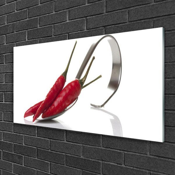Skleneny obraz Chilli lyžica kuchyňa 100x50 cm 2 Prívesky