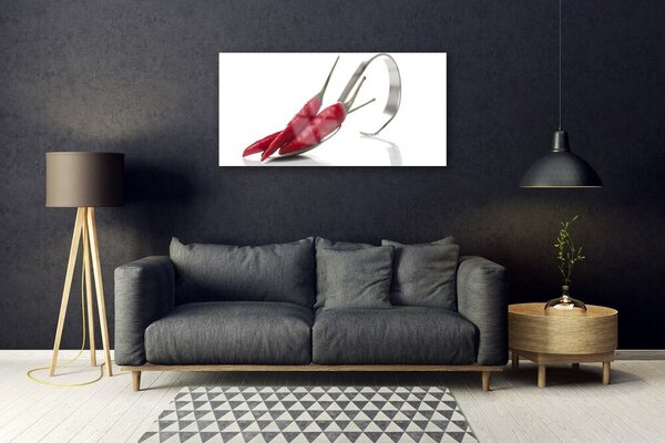 Skleneny obraz Chilli lyžica kuchyňa 100x50 cm 2 Prívesky