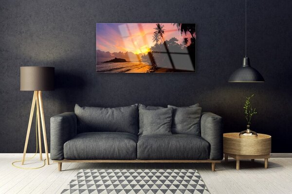 Skleneny obraz More slnko palmy krajina 100x50 cm 2 Prívesky