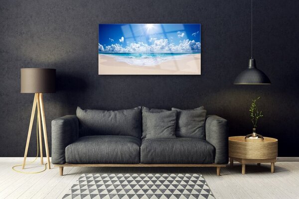 Skleneny obraz Pláž more slnko krajina 100x50 cm 2 Prívesky