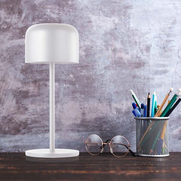 Biela LED stolová nabíjacia lampa 210mm 1,5W IP54 – LED lampičky a baterky > Stolové LED lampičky