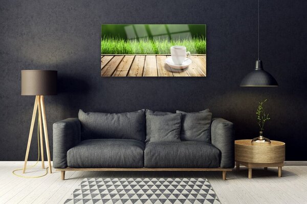 Skleneny obraz Tráva hrnček príroda 100x50 cm 2 Prívesky