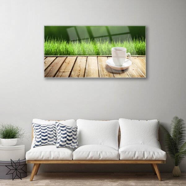 Skleneny obraz Tráva hrnček príroda 100x50 cm 2 Prívesky