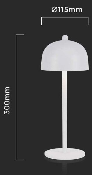 Biela LED stolová nabíjacia lampa 300mm 3W – LED lampičky a baterky > Stolové LED lampičky
