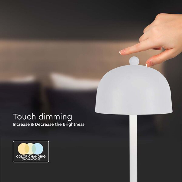 Biela LED stolová nabíjacia lampa 300mm 3W – LED lampičky a baterky > Stolové LED lampičky