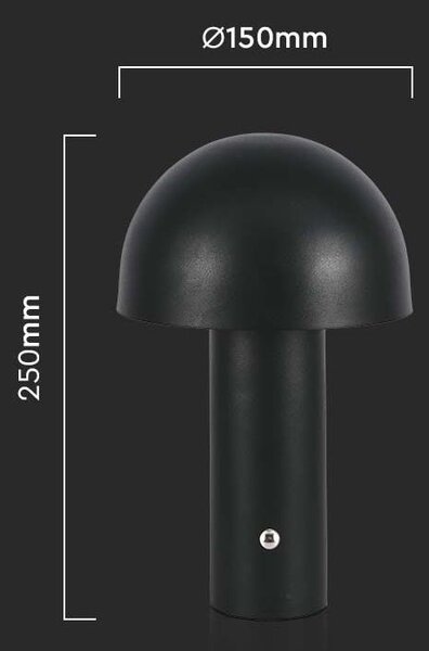 Čierna LED stolová nabíjacia lampa 250mm 3W – LED lampičky a baterky > Stolové LED lampičky