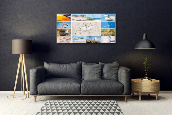 Skleneny obraz Oceán pláž čajky krajina 100x50 cm 2 Prívesky