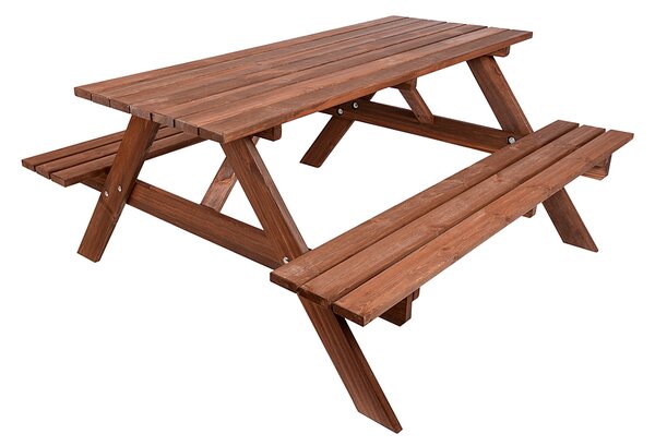 Masívny drevený pivný set so sklopnými lavicami 180 cm (morený)