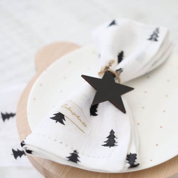 Ľanový obrúsok Fir Trees – set 4 ks