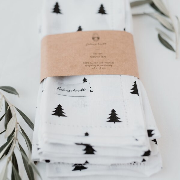 Ľanový obrúsok Fir Trees – set 4 ks