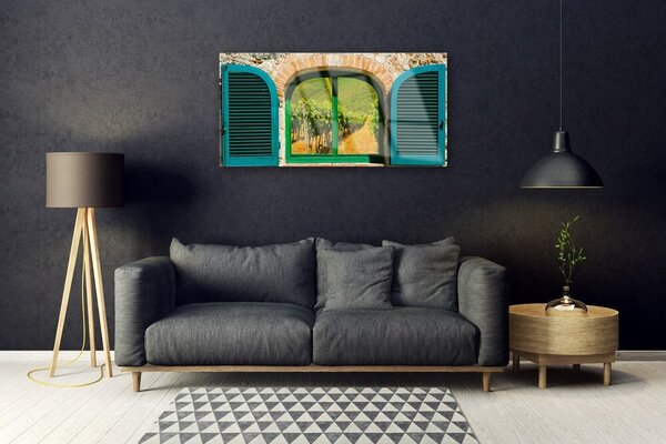 Skleneny obraz Okno pole príroda 100x50 cm 2 Prívesky