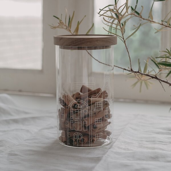 Sklenená dóza s vekom Houses 1,4 l