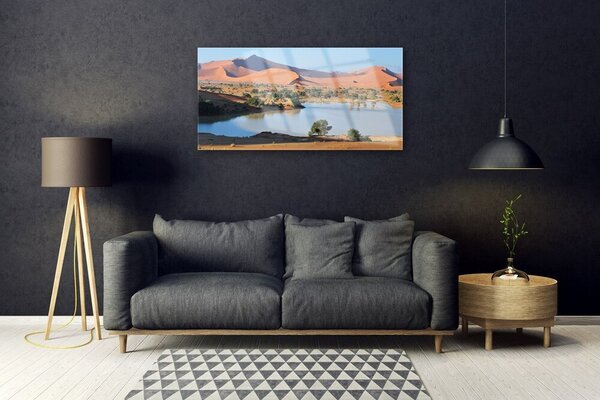 Skleneny obraz Jazero púšť krajina 100x50 cm 2 Prívesky
