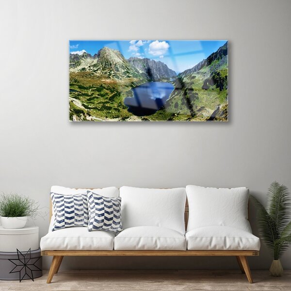 Skleneny obraz Hora jazero príroda 100x50 cm 2 Prívesky
