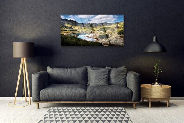 Skleneny obraz Hora jazero príroda 100x50 cm 2 Prívesky