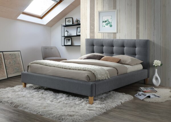 Sivá dvojlôžková posteľ TEXAS 140 x 200 cm Matrac: Bez matraca