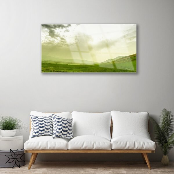 Skleneny obraz Lúka príroda zelený výhľad 100x50 cm 2 Prívesky