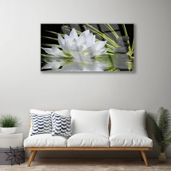 Skleneny obraz Kvety kamene zen voda 100x50 cm 2 Prívesky