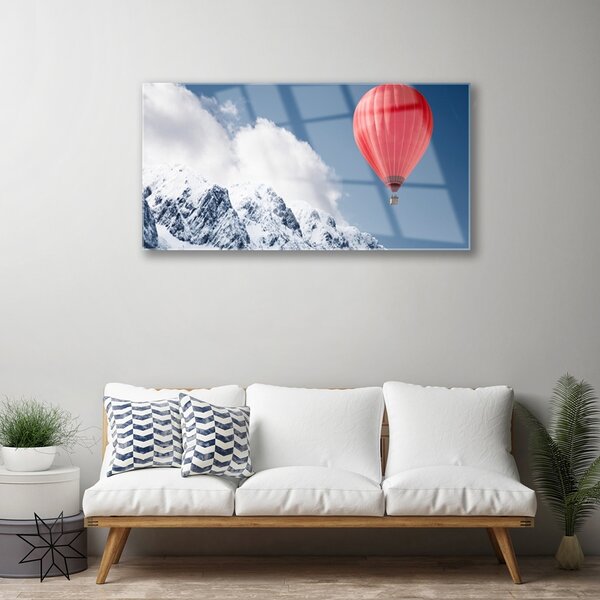 Skleneny obraz Balón vrcholy hor zima 100x50 cm 2 Prívesky