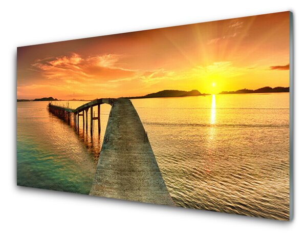 Sklenený obklad Do kuchyne More slnko most krajina 100x50 cm