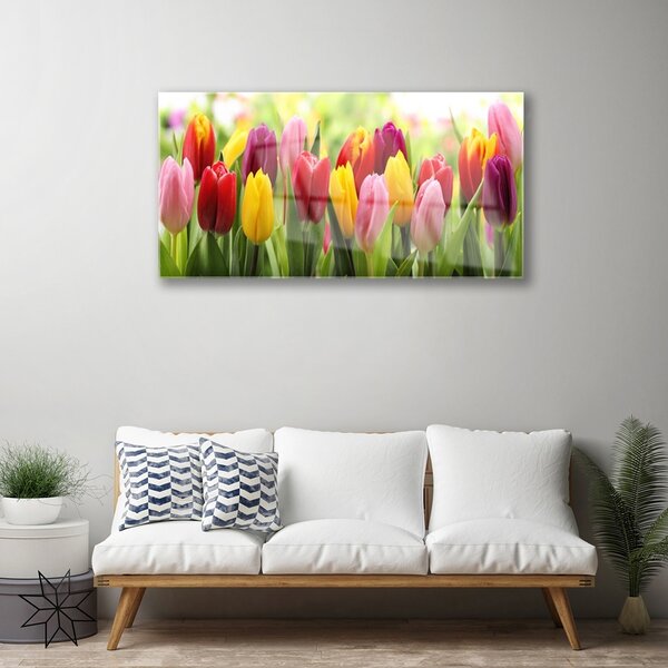 Skleneny obraz Tulipány kvety príroda 100x50 cm 2 Prívesky