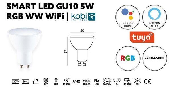 SMART LED ŽIAROVKA 5W GU10 RGB WW WiFi