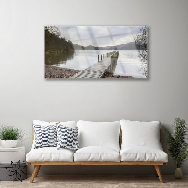 Skleneny obraz Jazero architektúra most 100x50 cm 2 Prívesky