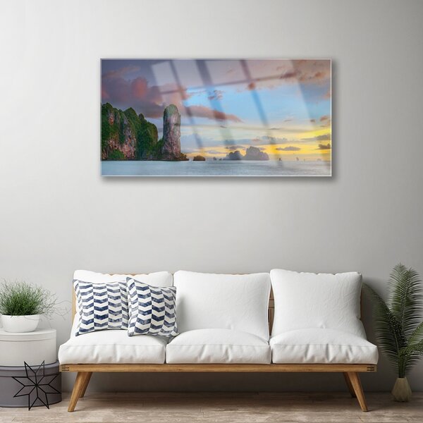 Skleneny obraz More hory príroda 100x50 cm 2 Prívesky