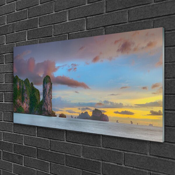 Skleneny obraz More hory príroda 100x50 cm 2 Prívesky