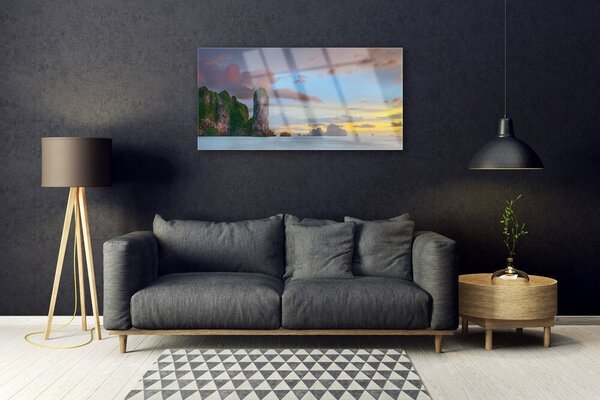 Skleneny obraz More hory príroda 100x50 cm 2 Prívesky