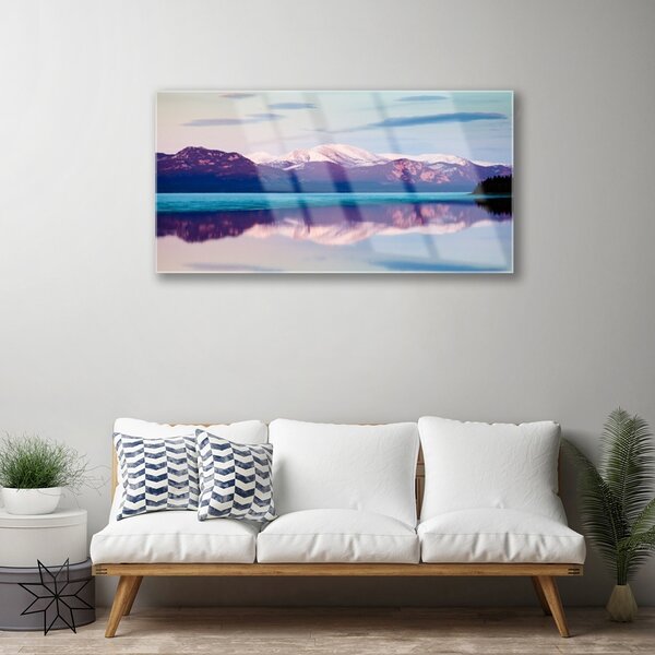 Skleneny obraz Hory jazero príroda 100x50 cm 2 Prívesky