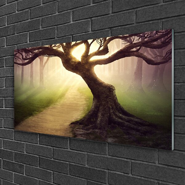 Skleneny obraz Strom lúče slnko 100x50 cm 2 Prívesky